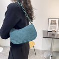 thumbnail image 3 of Women Retro Corduroy Solid Color Underarm Bag Chain Small Handbags (Grey), 3 of 6