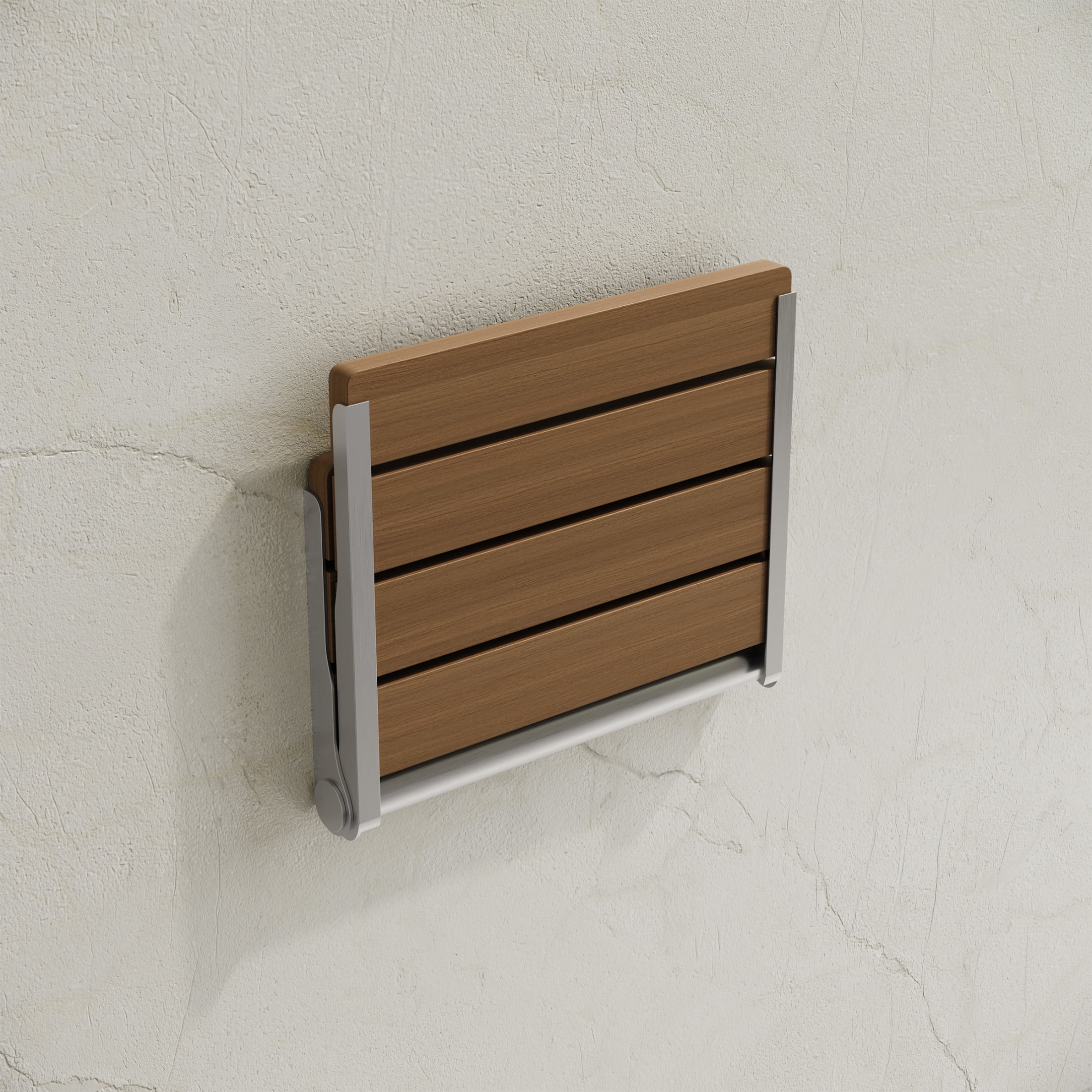 Alliance 16" x 13" Folding Wall-Mounted Shower Seat in Natural Teak