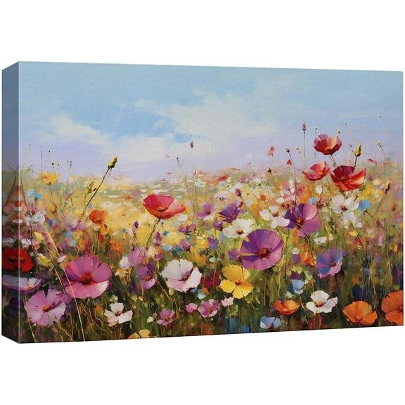 PixonSign Canvas Print Wall Art Fine Art Still Life Wildflower Field Nature Wilderness Illustrations Modern Art Botanical Floral Farmhouse/Country Relax/Calm/Cozy for Bedroom - 12"x18"