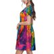 thumbnail image 2 of Balery Vibrant Parrot Splash Art Vestidos sueltos de manga corta para mujer, vestidos de verano 2025, vestidos casuales de corte A con vuelo., 2 of 6