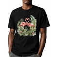 thumbnail image 6 of Flamingo Men's T Shirts Palm Leaf T-Shirt for Men Crew Neck Tees Cotton Tops, Black, S, 6 of 7