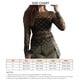 thumbnail image 4 of Top de mujer de manga larga curvada con cuello redondo, blusa ajustada con cintura elástica, jersey de malla a cuadros, 4 of 5