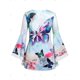 thumbnail image 2 of Camiseta con Estampado de Mariposa en Talla Extra con Mangas de Campanilla Rosegal  Mangas largas de talla grande, 2 of 5