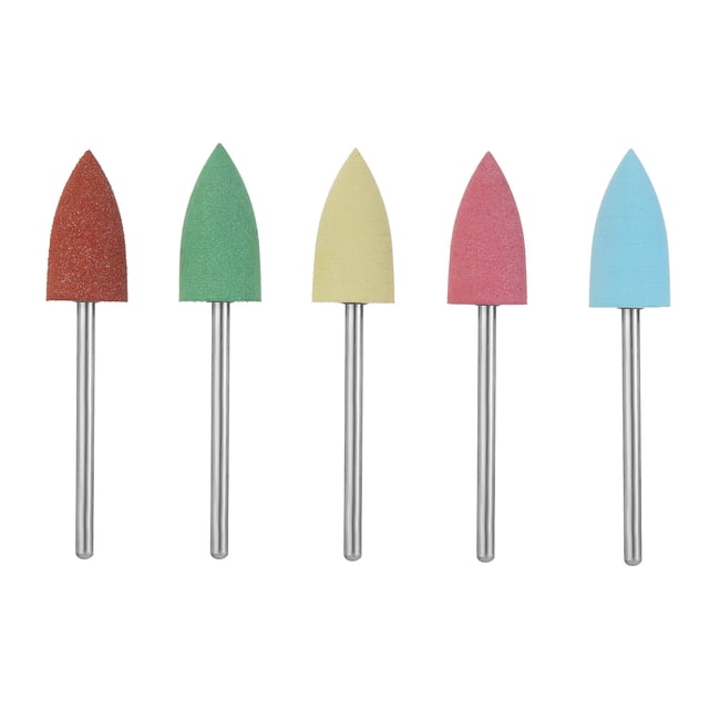 5Pcs/Set Rubber Silicone Drill Bit Multicolor Drill Bits Milling Cutter for Manicure Nail Buffer Polisher Grinder Tool