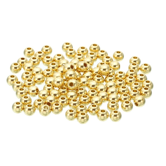 Uxcell Brass Loose Balls, 5mm OD 1.5mm ID Smooth Round Spacer Beads for Craft, Golden 100Pcs
