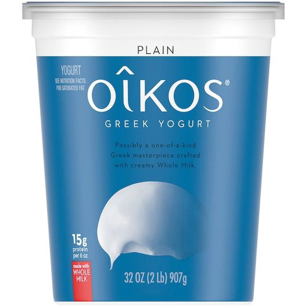 Oikos Organic Plain Whole Milk 4 Percent Fat Greek Yogurt, 32 Ounce -- 6 per case.