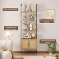 thumbnail image 7 of Ladder Bookshelf, 3 Tier Book Shelf with Rattan Cabinet, Wall Mount Bookshelves and Bookcases with Metal Frame, Anti Dump, Tall Bookcase for Living Room, Home Office, Bedroom, Natural, 7 of 7