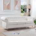 thumbnail image 3 of 84" Premium Polyester 3-Seater Sofa ， Classic Luxury Couch， for Living Room, Bedroom, Office,White, 3 of 9