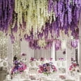 thumbnail image 4 of Promotion!24 piezas de flores colgantes de glicina,guirnalda de flores artificiales para decoración de bodas,3,7 pies,vid floral,flores de seda,arco de boda,fiesta,hogar al aire libre, 4 of 5