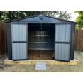 thumbnail image 6 of TOTAL Outdoor Storage Shed 10'x 8', Metal Garden Shed for Bike, Trash Can, Tools, Lawn Mowers, Pool Toys, Galvanized Steel Outdoor Storage Cabinet with Lockable Door for Backyard, Patio, Lawn, 6 of 7
