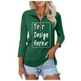 thumbnail image 5 of Women's V Neck Polo Shirt 3/4 Sleeve Quarter Zip Collared Tops Color Block Casual Dressy Fall Ladies Blouses, 5 of 9