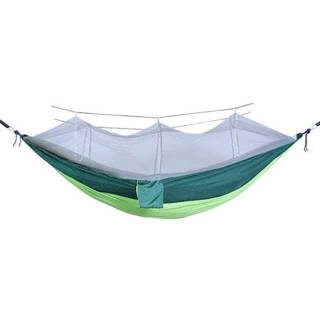 Nrmrqz Camping Hammocks Mosquito Grids Hammocks with Parachute Fabric - Single/Double Camping Bed with Carabiners Mosquito Tent