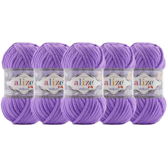 ESTAMBRE VELLUTO ALIZE TIPO CHENILLE CON 5 PZAS DE 100GRS C/U MISMO COLOR