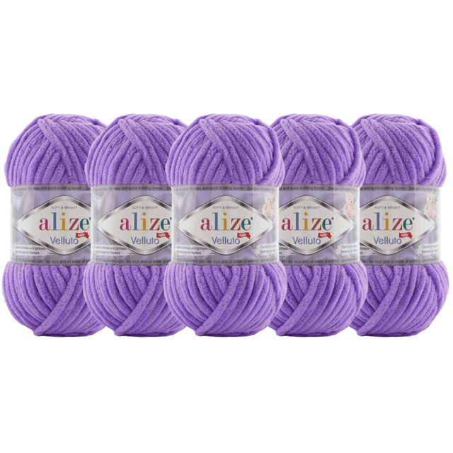 ESTAMBRE VELLUTO ALIZE TIPO CHENILLE CON 5 PZAS DE 100GRS C/U MISMO COLOR