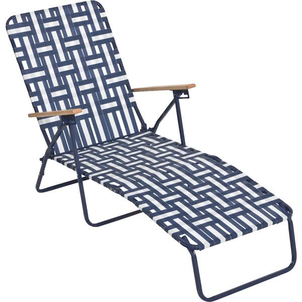Rio Brands Web Chaise Lounge Adjustable Backrest Blue White Steel 240 lb. by Rio Brands-Chairs
