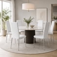 thumbnail image 7 of Ciphrias White PU Leather Dining Chairs Set of 6 Tufted Silver Metal Legs 38 in, 7 of 7
