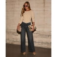 thumbnail image 3 of Women's High Waist Wide Leg Straight Jeans with Patch Pockets - Stretch Denim Casual Pants for Everyday Wear, 3 of 6