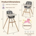 thumbnail image 3 of ELLEGNT 6-in-1 Baby High Chair, Feeding Chair, Convertible Highchair with 5-Point Harness, Removable Tray & PU Cushion for Babies and Toddlers in Gray, 3 of 8