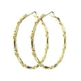 thumbnail image 2 of Women's Fashion Dangling Hoop Earrings Made In Korea, 45mm, Patterned Twirl Gold-Tone, 2 of 2