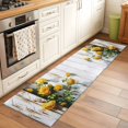 thumbnail image 2 of Spring Floral 2'x6' Runner Rugs for Hallway Kitchen Bedside Non Slip, Yellow Roses Flowers Leaves Farmhouse Wooden Entryway Rug Runners with Rubber Backing, Long Carpet Runner for Laundry Room, 2 of 8