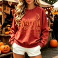 thumbnail image 2 of Crew Neck Sweatshirts Women Vintage Witch Broom Print Long Sleeve Pullover Relaxed Fit Casual Halloween Fall Festival Tops Red XXXL, 2 of 7