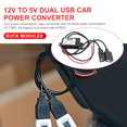 thumbnail image 4 of Para Coche Convertidor de CC de 12V a 5V 3A, adaptador reductor de 2 USB de 15W para navegador grabador de coche, 4 of 9