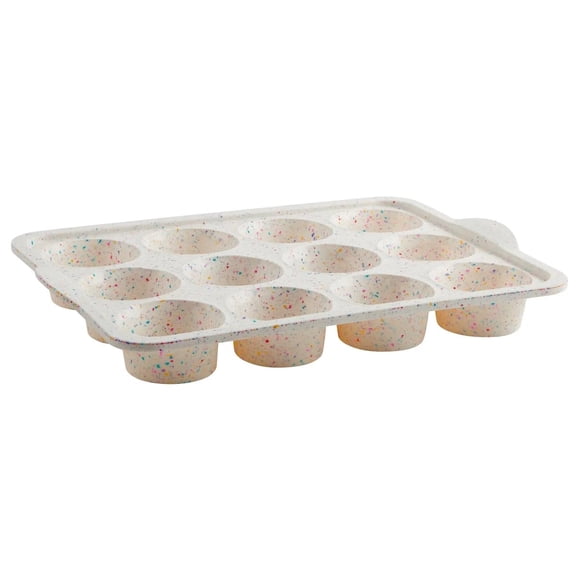 JWZZYD Silicone 12-Cup Muffin & Cupcake Pan, Non-Stick Multicolor Confetti Bakeware, Reusable Baking Mold for Muffins, Cupcakes & Mini Treats, Kitchen Bakeware Accessory, 1 Pack