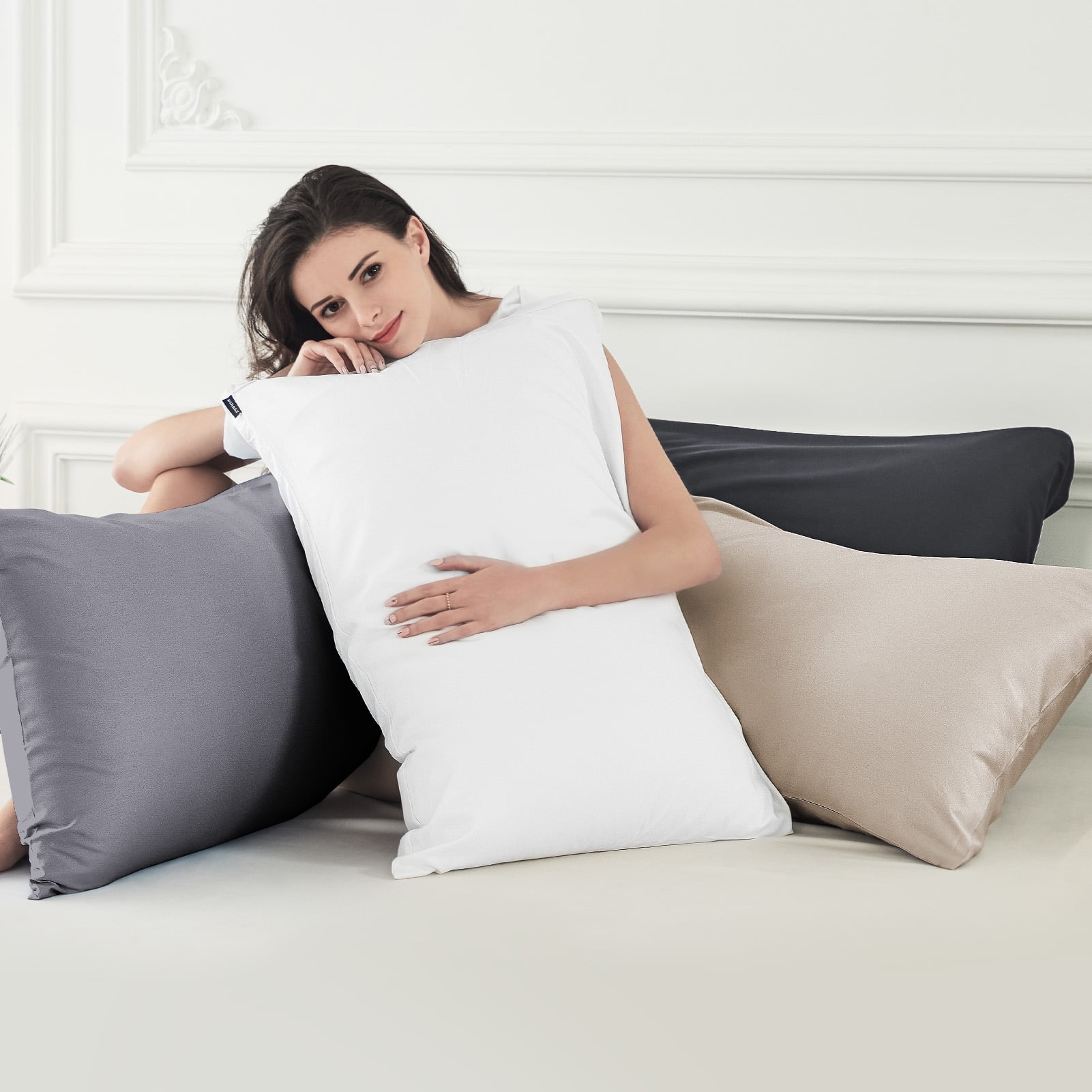 SORMAG Bamboo Cooling Pillowcases Queen Pillow Cases Set of 2 Pack,Dark Grey 20x30 inches