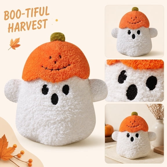 Halloween Plush 8 Inch Pumpkin Ghost Plush Cute Soft Toys for Student Halloween Decor Halloween Gift for Trick Or Treat Halloween Party Favor