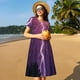 thumbnail image 4 of Balery Thunderstorm Violet Purple Vestidos sueltos de manga corta para mujer, vestidos de verano 2025, vestidos casuales de corte A con vuelo., 4 of 6