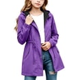 thumbnail image 2 of Piuwrlz Girls Fall Hood Jackets for Kids Plain Zipper Windbreaker Pocket Outwear Jacket Purple Size 11 Years, 2 of 9
