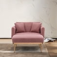thumbnail image 3 of Accent Chair, Modern Velvet Chaise Lounge Chair with 2 Pillows, Upholstered Single Sofa Chair with 3 Adjustable Angles, Convertible Sleeper Chair with Metal Legs for Bedroom Living Room, Brush Pink, 3 of 7