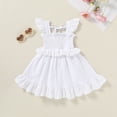 thumbnail image 4 of Tiny Cutey Toddler Baby Girl Dress Kids Summer Cotton Solid Ruffle Sleeveless Skirt Casual Sundress for 18-24 Months, 4 of 7