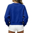 thumbnail image 4 of Women Cropped Sweatshirts Crew Neck Sweatshirt Raglan Long Sleeve Pullover Rib Cuff Side Pocket Fall Tops, M, 4 of 4