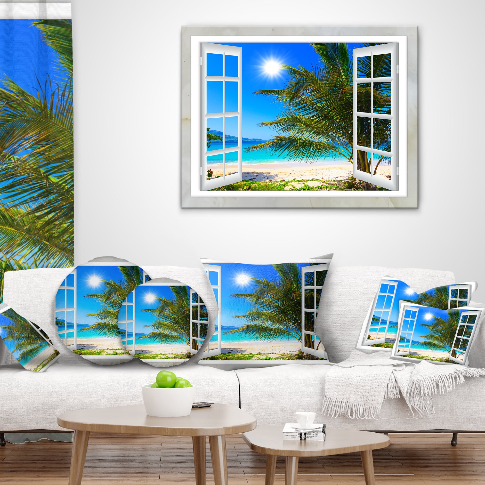 Designart 12" x 20" Blue Polyester Throw Pillow