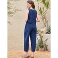 thumbnail image 3 of DARING DIVA Women's Gingham Pants Set 2 Piece Outfits Sleeveless Crop Top M Dark Blue, 3 of 6