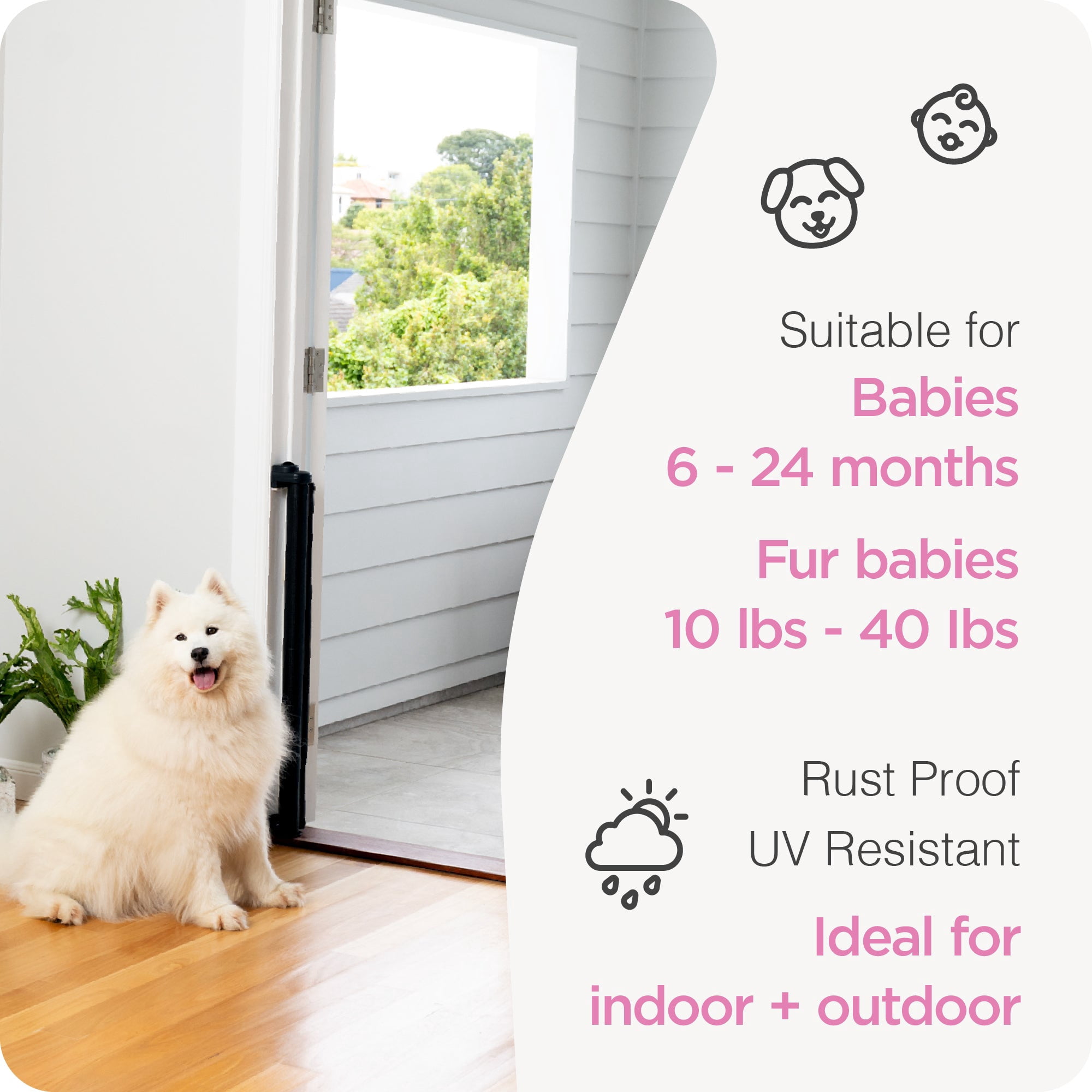 Perma Child Safety 55 in. Wide x 33 in. Tall Black Retractable Baby Gate
