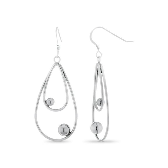 Sterling Silver Double Pearshape Eurowire Earrings