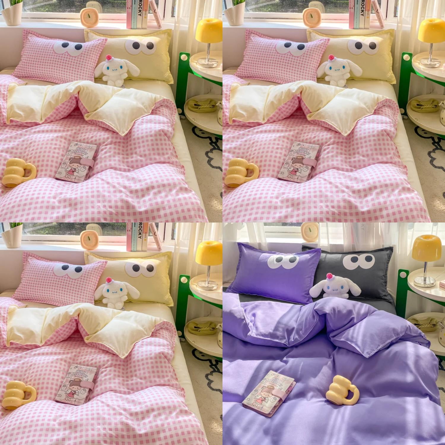 WFUPENG Soft Solid Color Beauty Pupil Series Double Sheet Bedding Set - Queen King Size 3/4pcs Bed Sheet Set with Duvet Cover  Comforter Sets