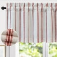 thumbnail image 7 of DriftAway Farmhouse Linen Blend Blackout Valance for Kitchen 24 Inch Length Vertical Striped Printed Lined Rod Pocket Room Darkening Linen Curtain Valance for Living Room 52x24 Inch Red, 7 of 7