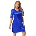 thumbnail image 2 of YONGHS Womens Night Shirts Nightgowns Short Sleeve Sleeping Shirts Sleepwear Royal_Blue L, 2 of 7