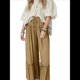 thumbnail image 1 of Pantalones Palazzo Holgados de Playa con Cintura Alta Elástica, Dobladillo con Volantes y Pierna para Mujer Caqui XL, 1 of 7
