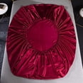 thumbnail image 3 of Piece Solid Color Satin Bed Sheet Set 1 x Fitted Sheet 198203 cm 2 Person with 35 cm Deep Pocket, 1 x Flat Sheet and 2 x Pillowcases, Burgundy Red, 3 of 5