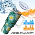 thumbnail image 3 of Daisy Floral Teal Stainless Steel Insulated Mug with Lid and Handle, 30oz, 3 of 4