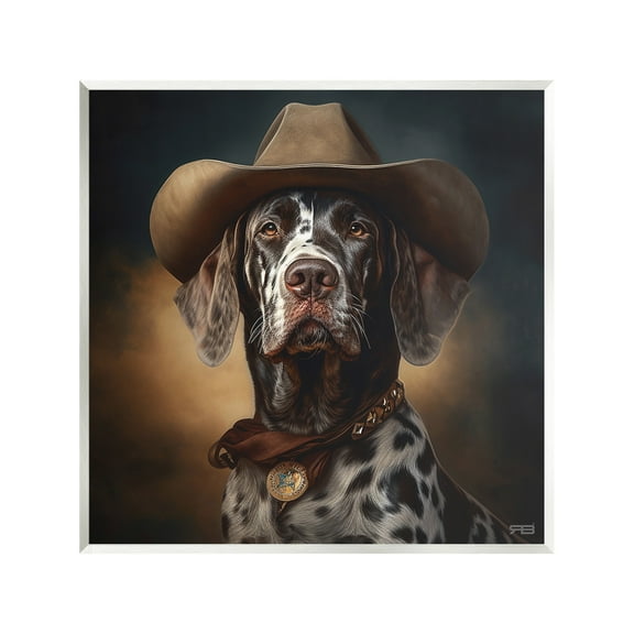 Stupell Industries Cowboy Dalmatian Portrait Animals & Insects Painting Unframed Art Print Wall Art, 12 x 12