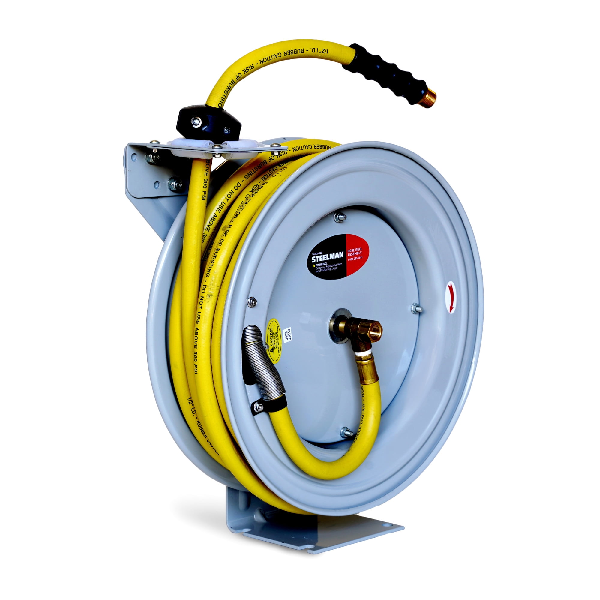 STEELMAN 96840-IND Enclosed Spring Garden Center Water / Pneumatic Hose Reel with 50-Foot 1/2-Inch ID Hose