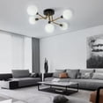 thumbnail image 4 of 5-Light Large Modern Globe Glass Flush Mount Chandelier Ceiling Light,85-240V, G9 Bulb Base White, 4 of 8