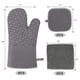 thumbnail image 5 of Set 6 Piezas Guantes Horno y Agarraderas Silicona Antideslizante Resistente 500°F Algodón Gris Cocina Parrilla, 5 of 5