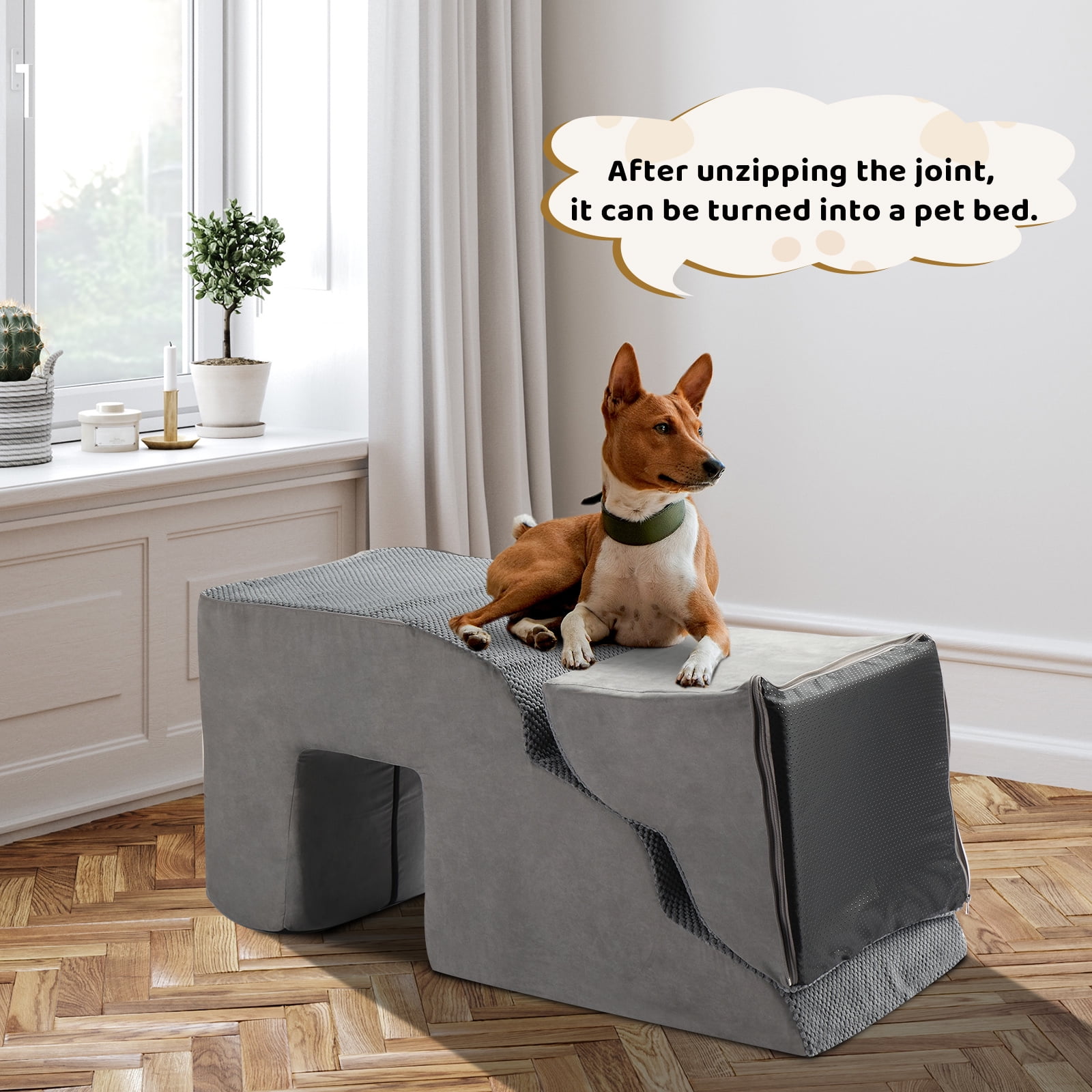 5 Step Pet Stairs for Dog Cat, Grey