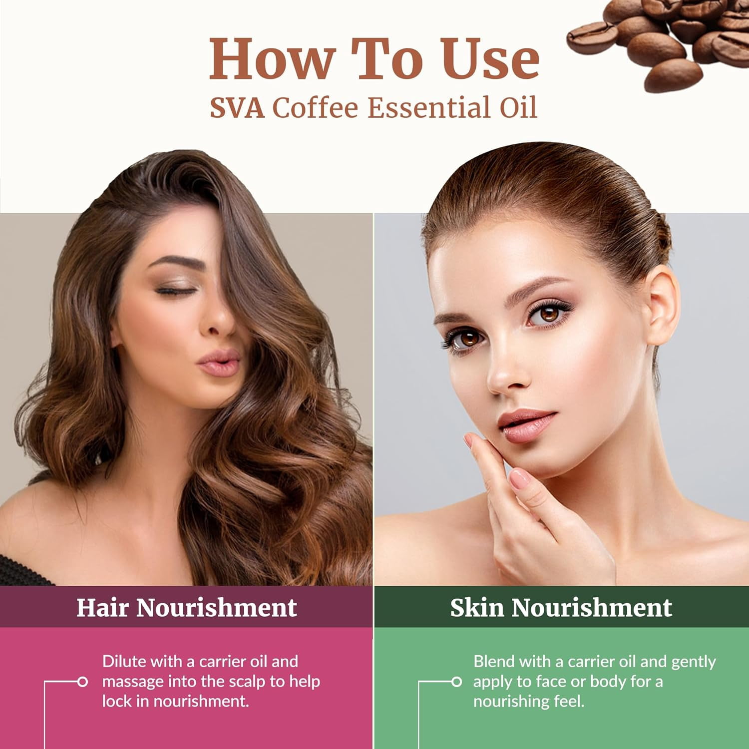 SVA Coffee Essential Oil – 1 Fl Oz – 100% Natural Coffee Oil - for Diffuser, Hair Care, Face, Skin Care, Aromatherapy, Scalp and Body Massage, Soap and Candle Making - with Dropper